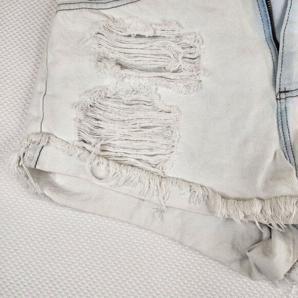 Lee Cut Off Shorts Womens Size M Blue Bleached Upcycled Shredded Frayed - Picture 4 of 8